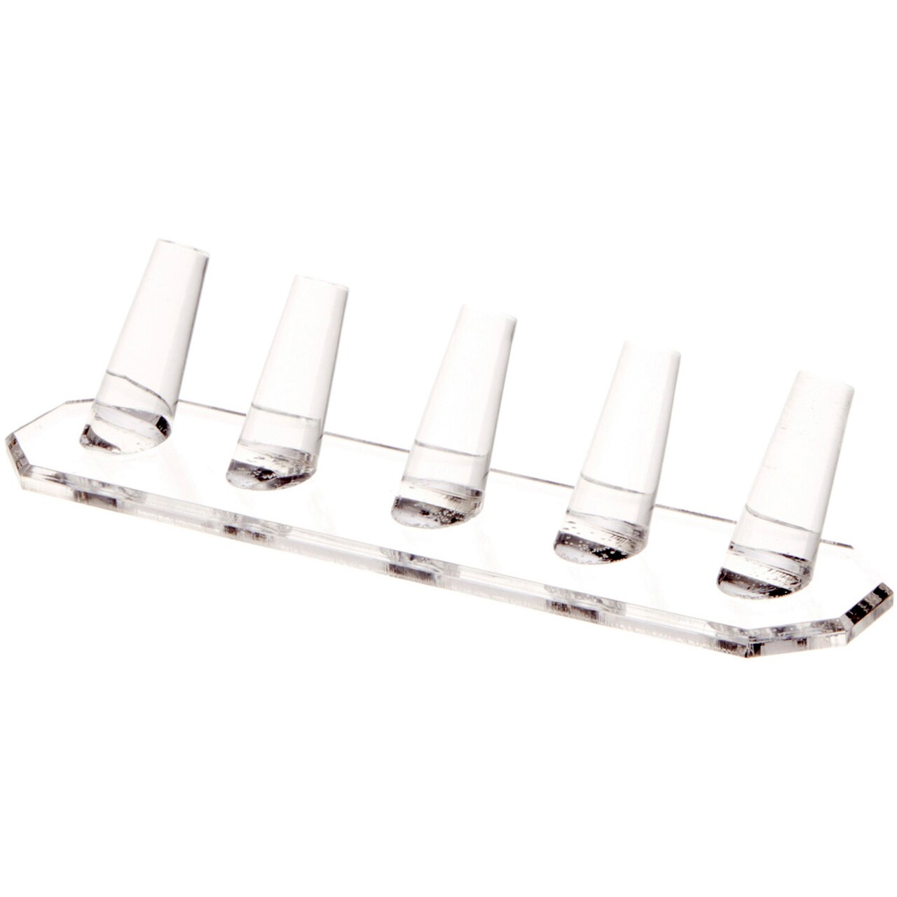 Plymor Clear Acrylic Ring Finger Display, Five, 8.25" W x 2.25" D x 1.75" H